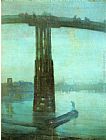 James Abbott Mcneill Whistler Canvas Paintings - Nocturne Blue and Gold - Old Battersea Bridge